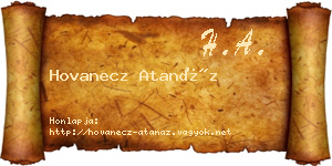 Hovanecz Atanáz névjegykártya